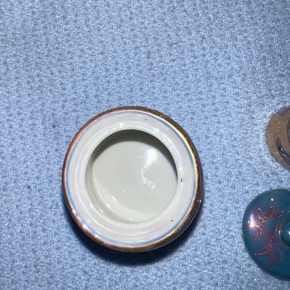 Rare Vintage Condiment Salt Shaker Holder Lusterware Hand Painted Japan - Picture 12 of 16